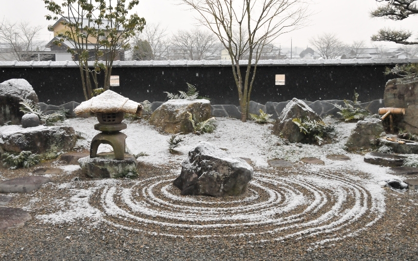 ギャラリーふうの庭の雪化粧